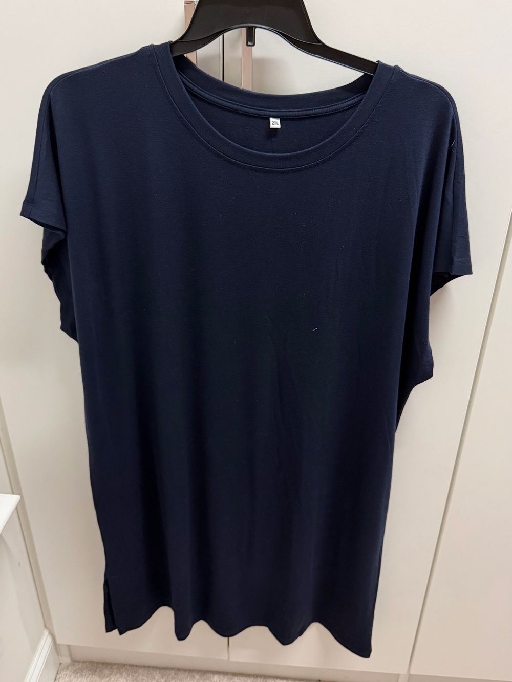 Classic Navy Short Sleeve T-Shirt Dress, Women’s Plus, 2X